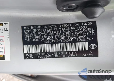 2009 Toyota Corolla Le z USA, uszkodzony, nr VIN JTDBL40E19J024074
